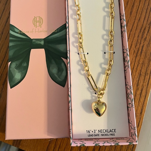 House of Harlow 1960 Chunky Gold Heart Pendant Necklace - Picture 3 of 5